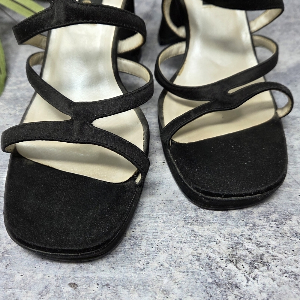 Vintage 90s 00s Unlisted | Black Strappy Heeled Sandals Size 10 - Picture 3 of 12